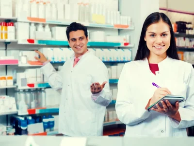 male-and-female-pharmacy-professionals-smiling-behind-counter-1024x690